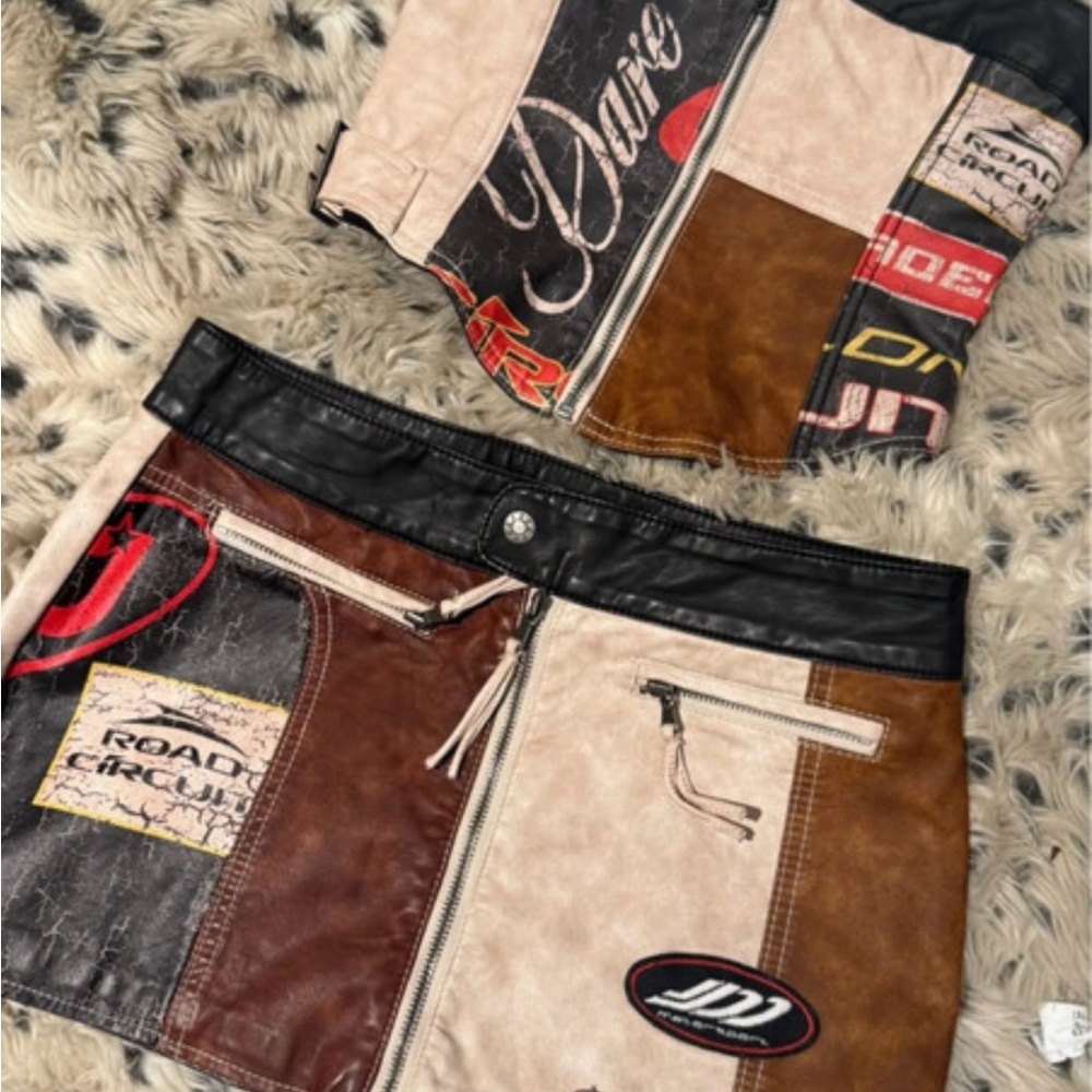 Jaded London Leather Mini Skirt Set